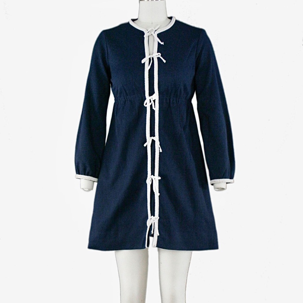 Vintage 70’s Navy Mod Retro Babydoll Dress